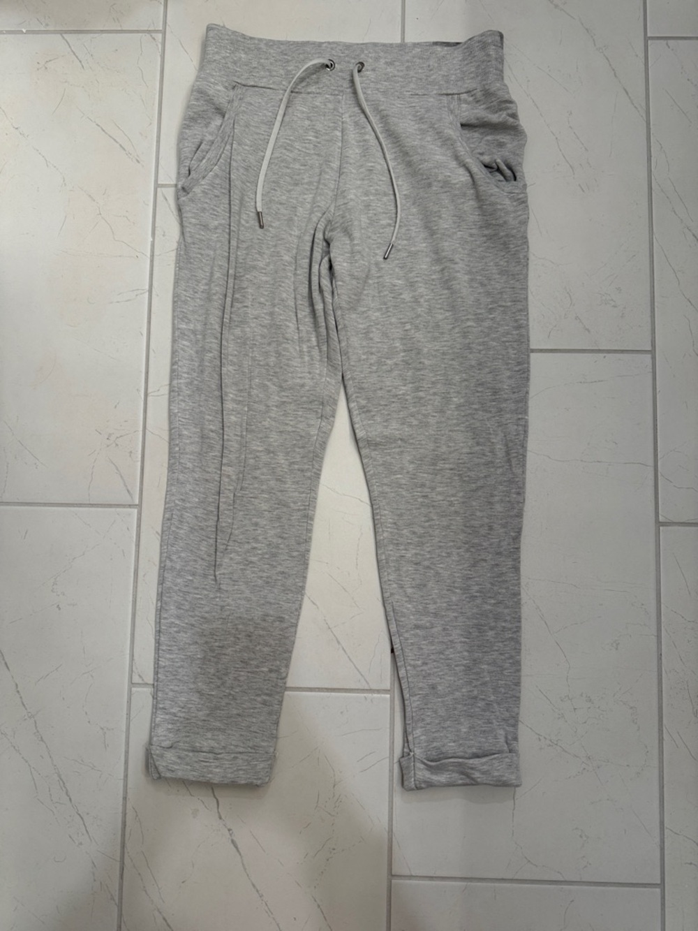 Athleta Light Gray Cozy Fleece Joggers